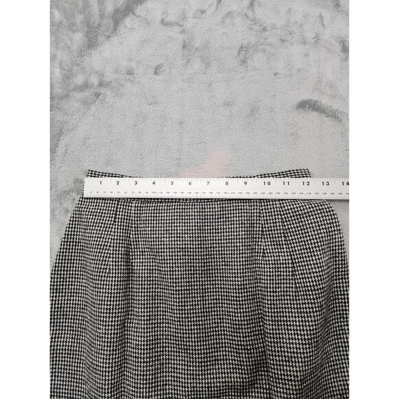 Vintage 80s My Michelle Wool Houndstooth Bow Slit Mini Skirt Size XS Gray Black - Picture 8 of 10